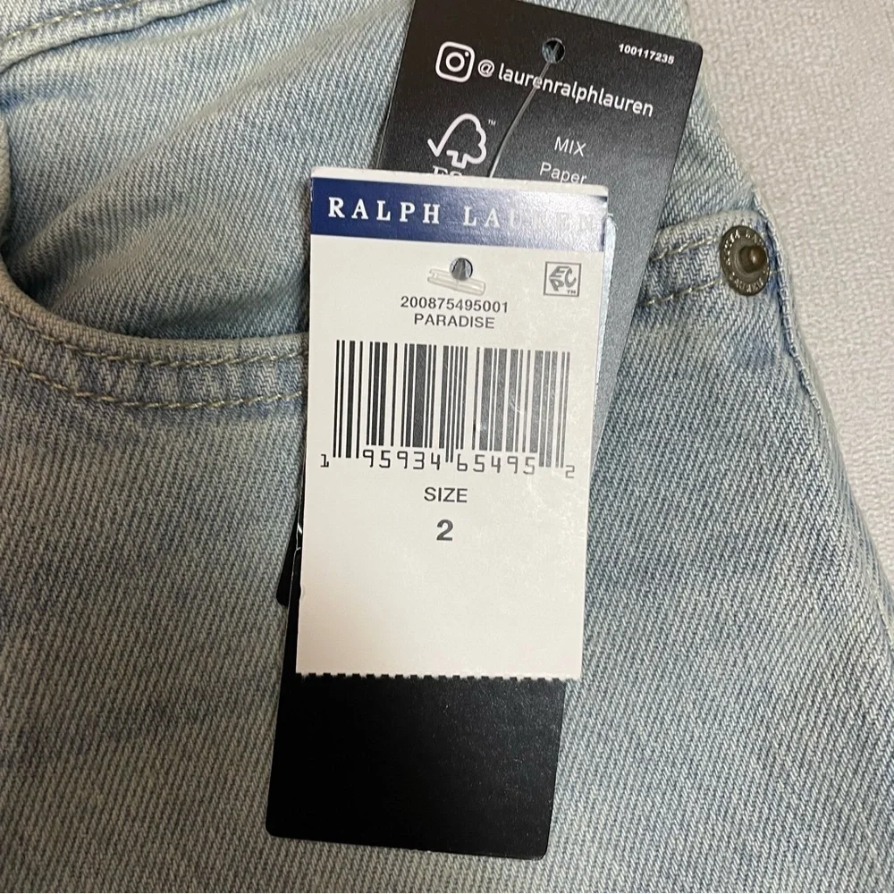 NWT New Lauren Ralph Lauren High-Rise Straight Ankle Jeans Size 2